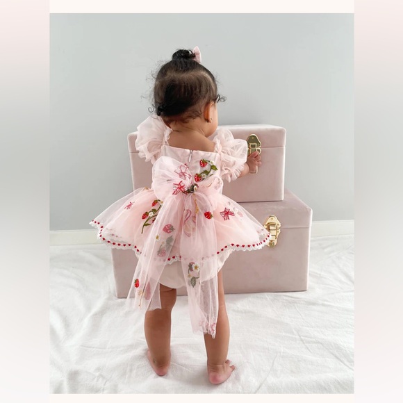 Strawberry Fields Pink Baby Girl Romper - Picture 4 of 8